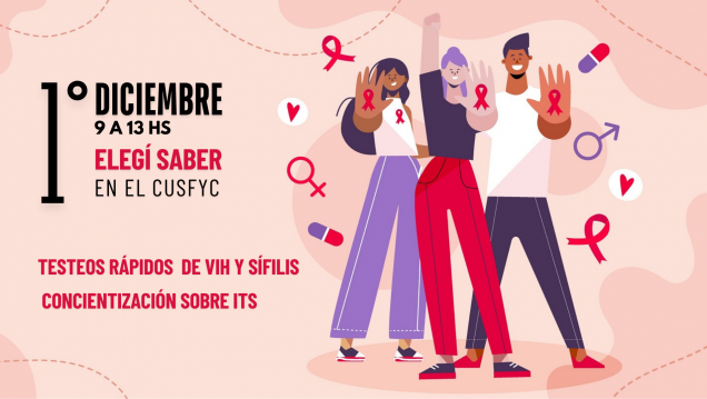 imagen Lunes 1° de diciembre, con testeos rápidos y gratuitos de VIH y sífilis en CUSFyC