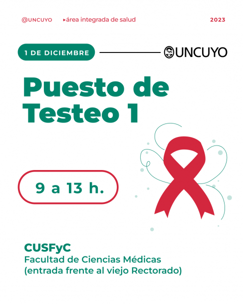 imagen Viernes 1° de diciembre con testeos rápidos y gratuitos de VIH y sífilis en UNCUYO