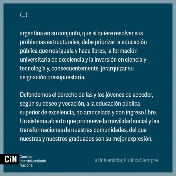 imagen La UNCUYO invita a defender la educación, la ciencia y el sistema universitario argentino
