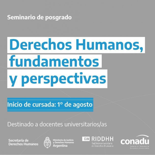 imagen Invitan al seminario de posgrado "Derechos humanos, fundamentos y perspectivas"