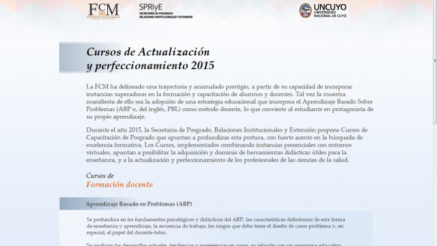 imagen La FCM estrena sitio de información sobre Cursos de Capacitación de Posgrado