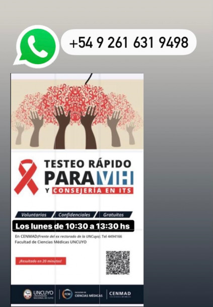imagen El lunes 5 de abril vuelven los testeos de VIH y la consejería en Infecciones de Transmisión Sexual