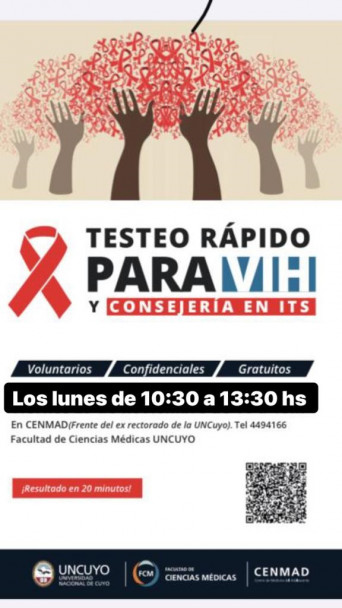imagen El lunes 5 de abril vuelven los testeos de VIH y la consejería en Infecciones de Transmisión Sexual