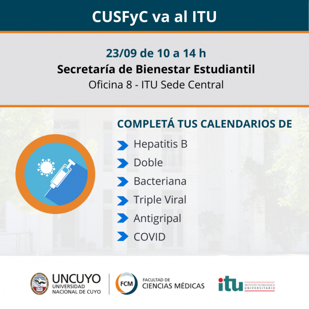 imagen El Vacunatorio de la FCM visitará unidades académicas de la UNCUYO